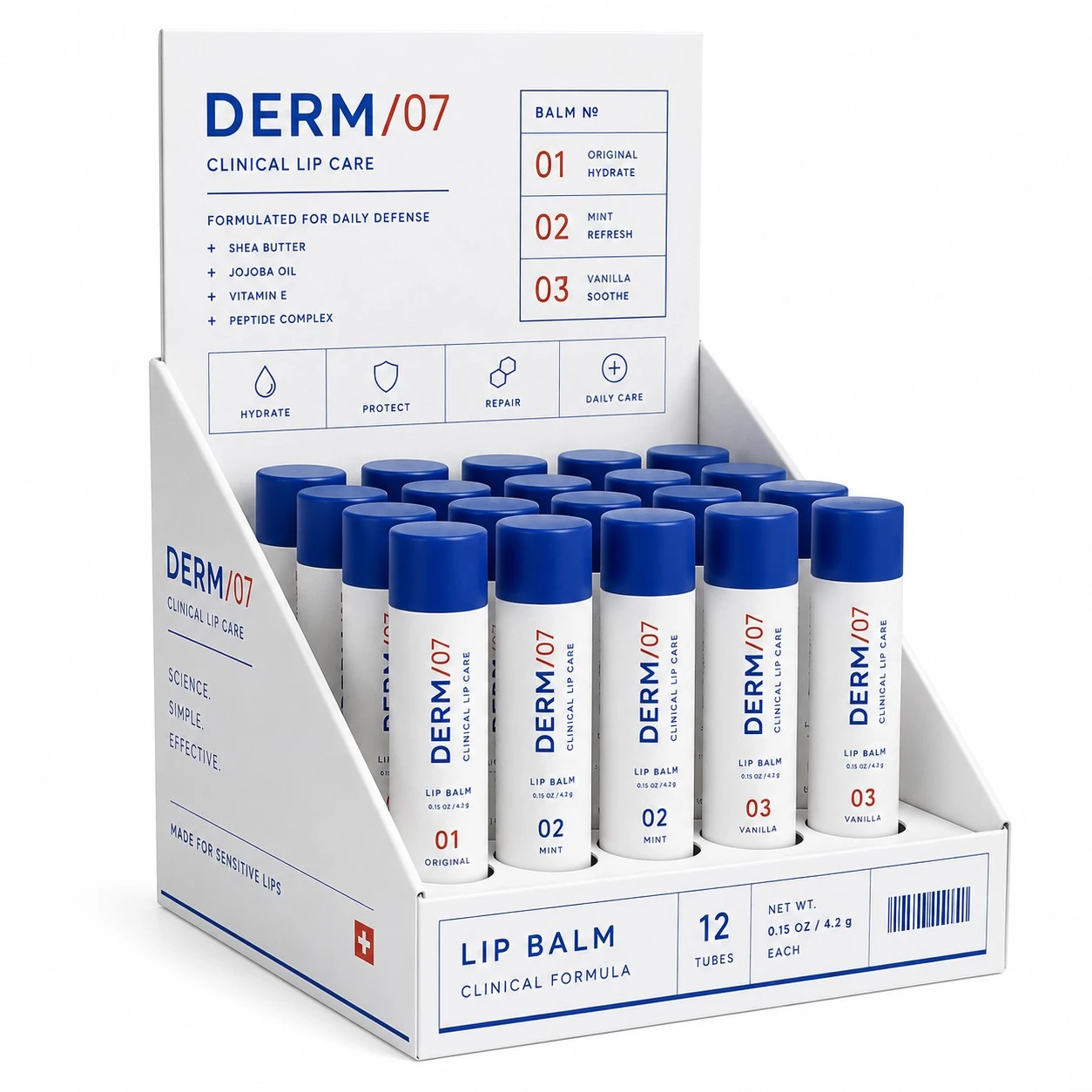 custom lip balm display boxes clinical grid