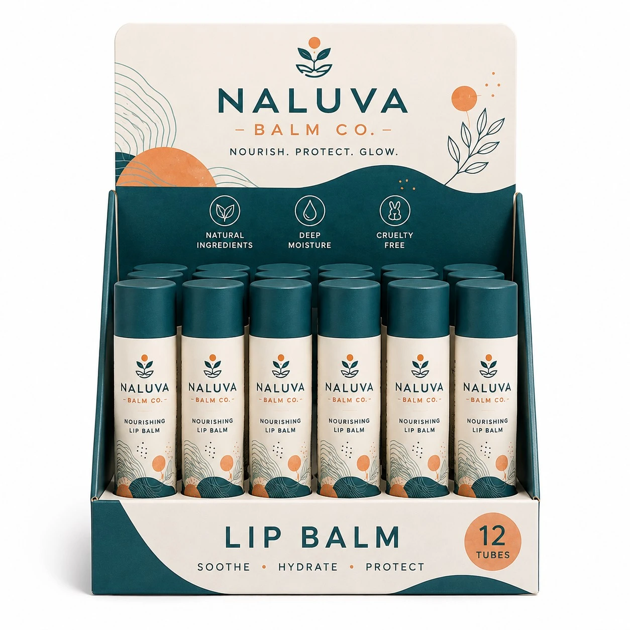custom lip balm display boxes front view
