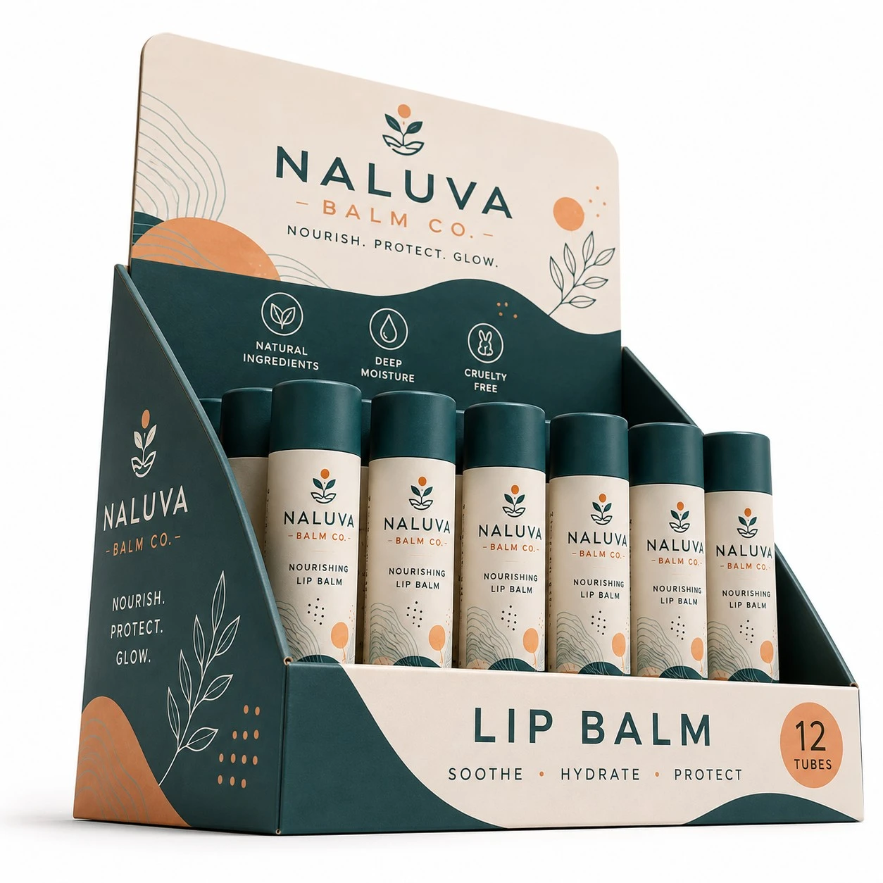 custom lip balm display boxes low angle display
