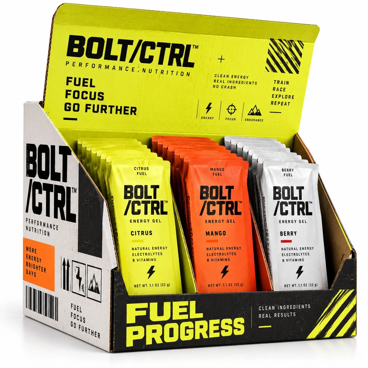 custom pdq boxes brutalist energy gel display