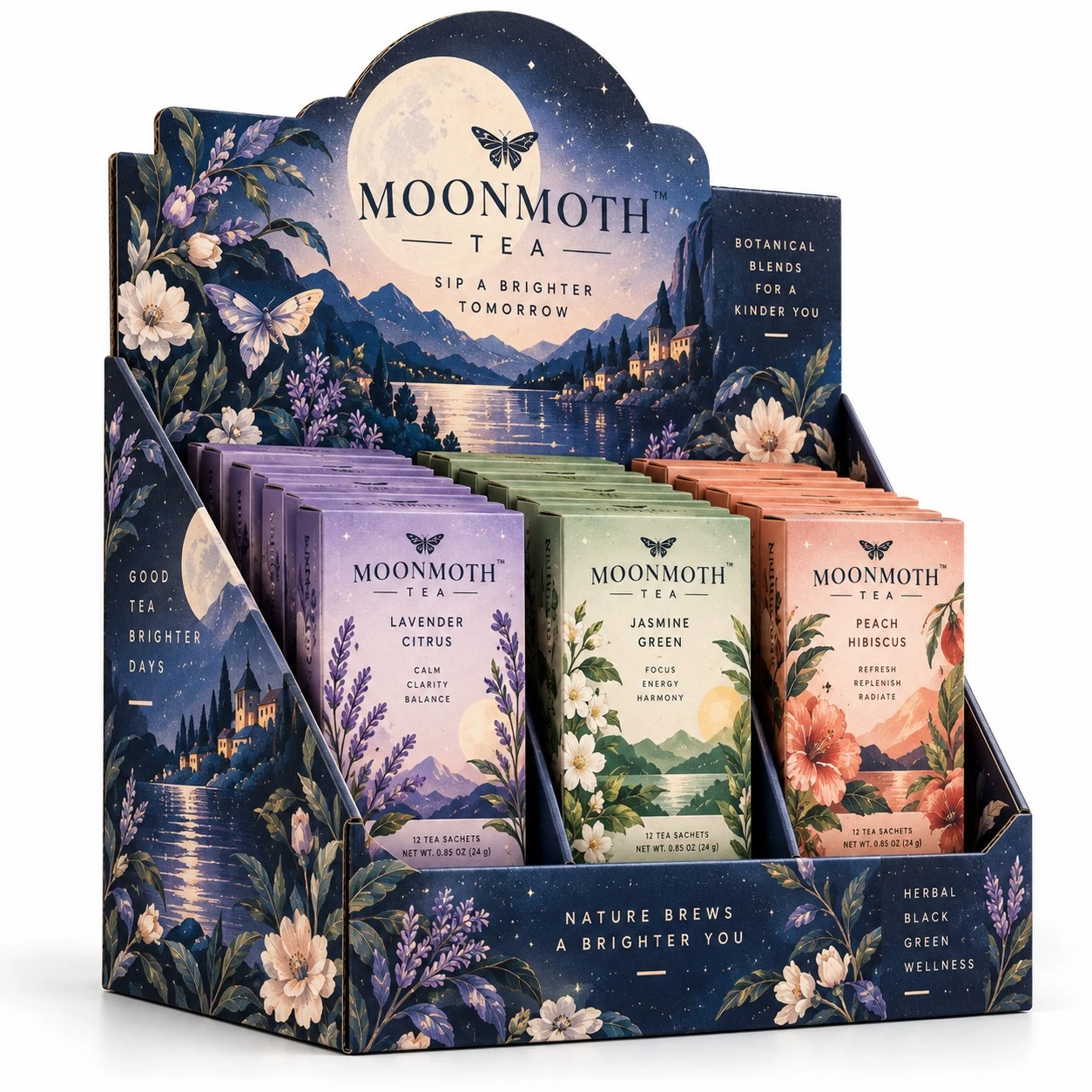 custom pdq boxes illustrated tea display