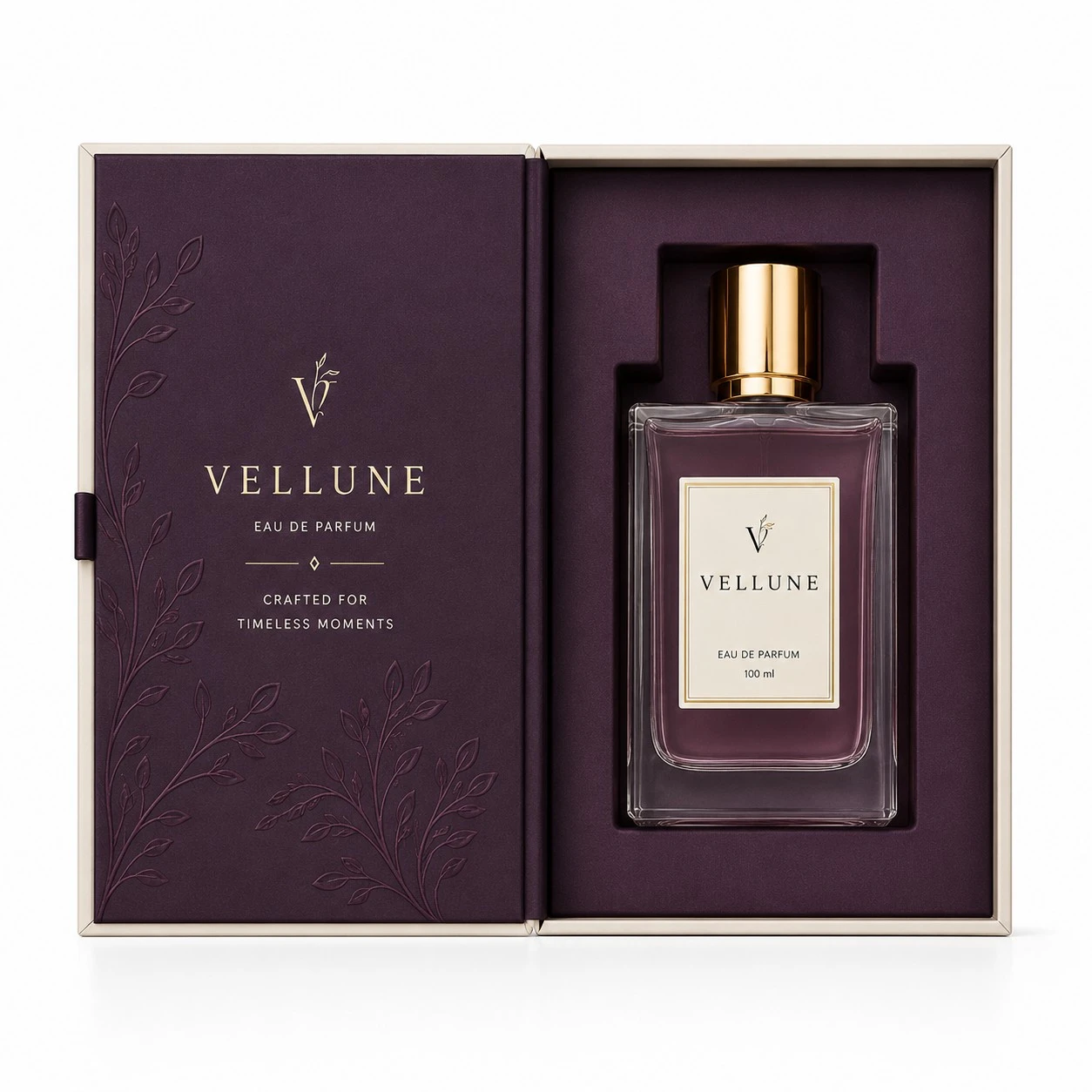 custom perfume boxes vellune front view