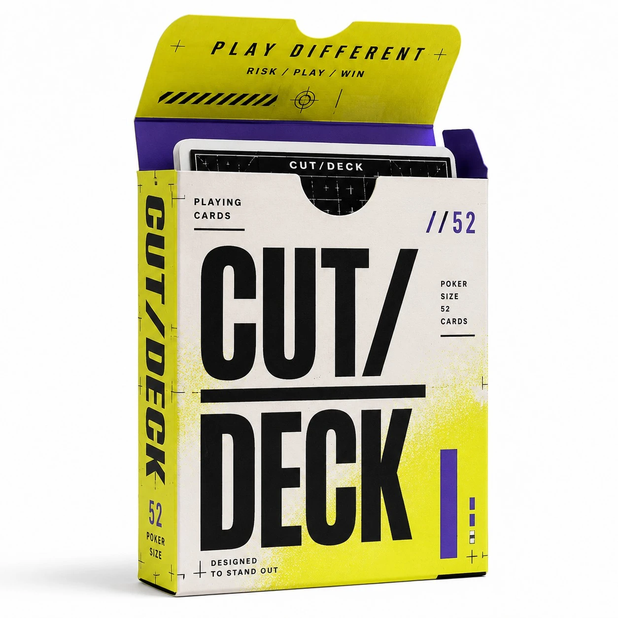 custom playing card boxes brutalist open flap
