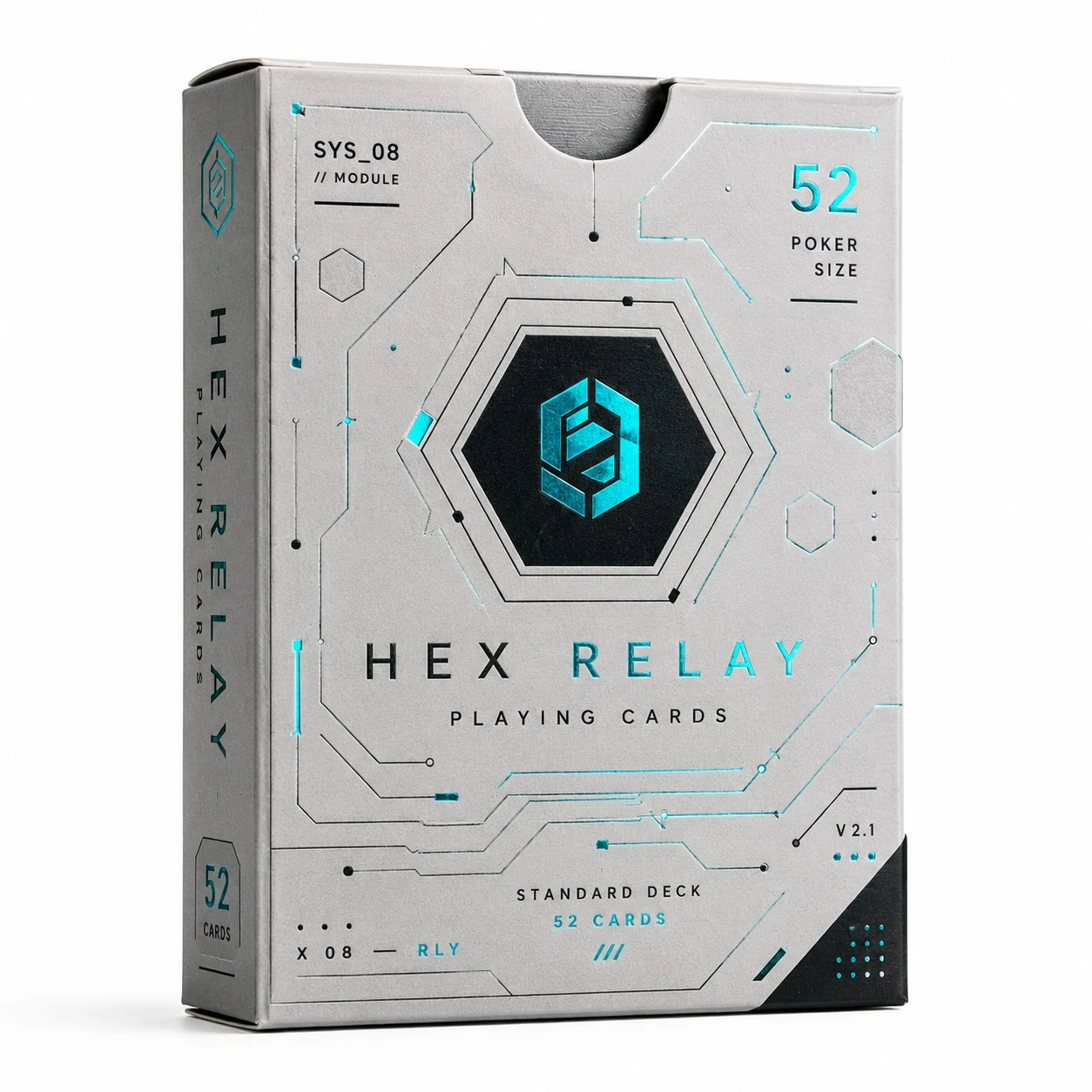 custom playing card boxes cyan tech geometric
