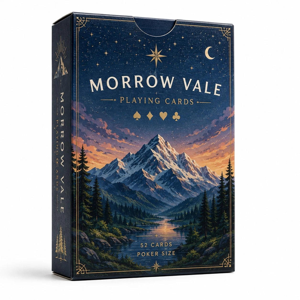 custom playing card boxes mountain illustration