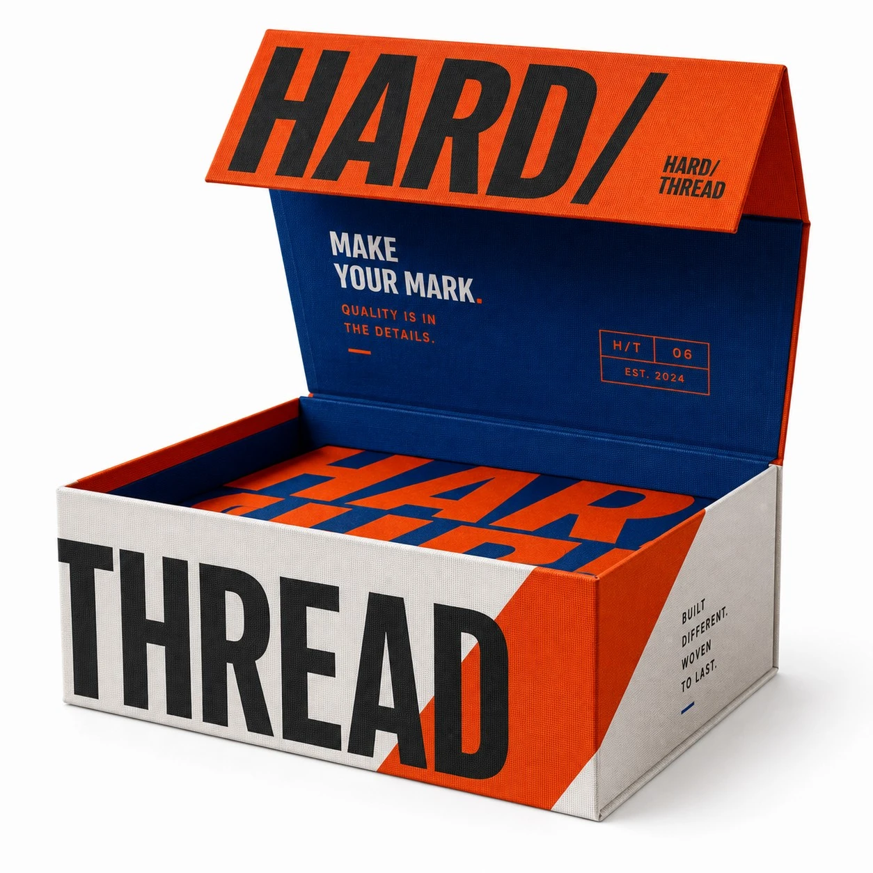custom printed fabric box hard thread open