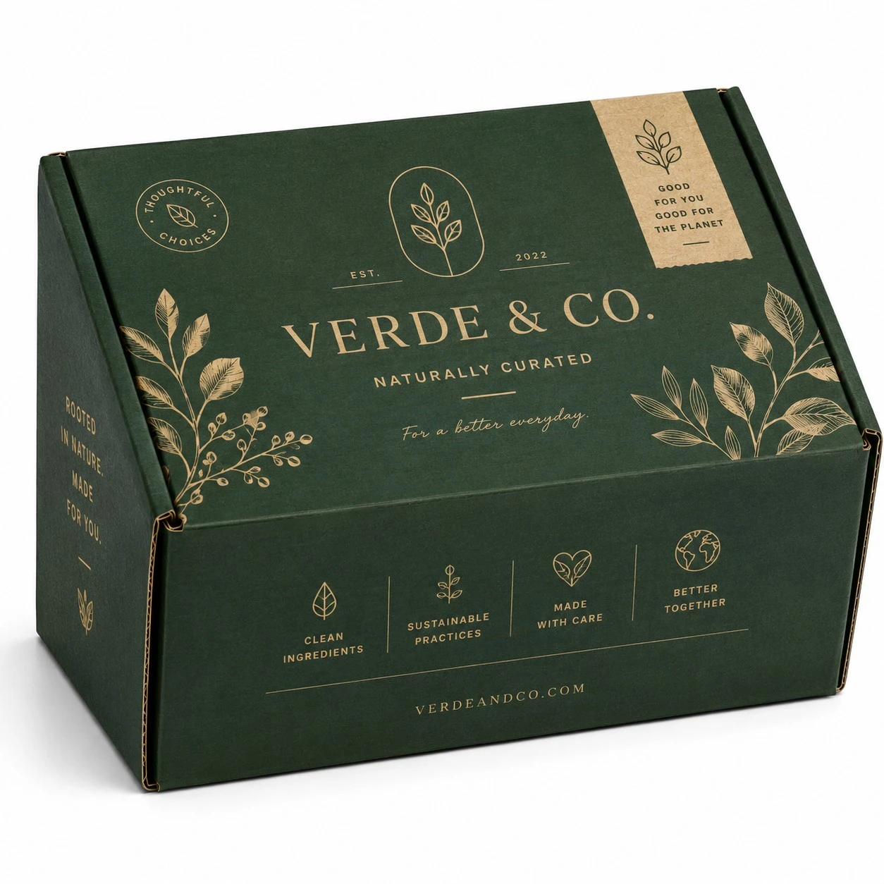 custom roll end tuck top boxes green botanical design