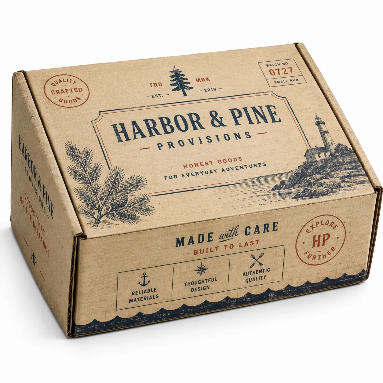 custom roll end tuck top boxes vintage kraft print