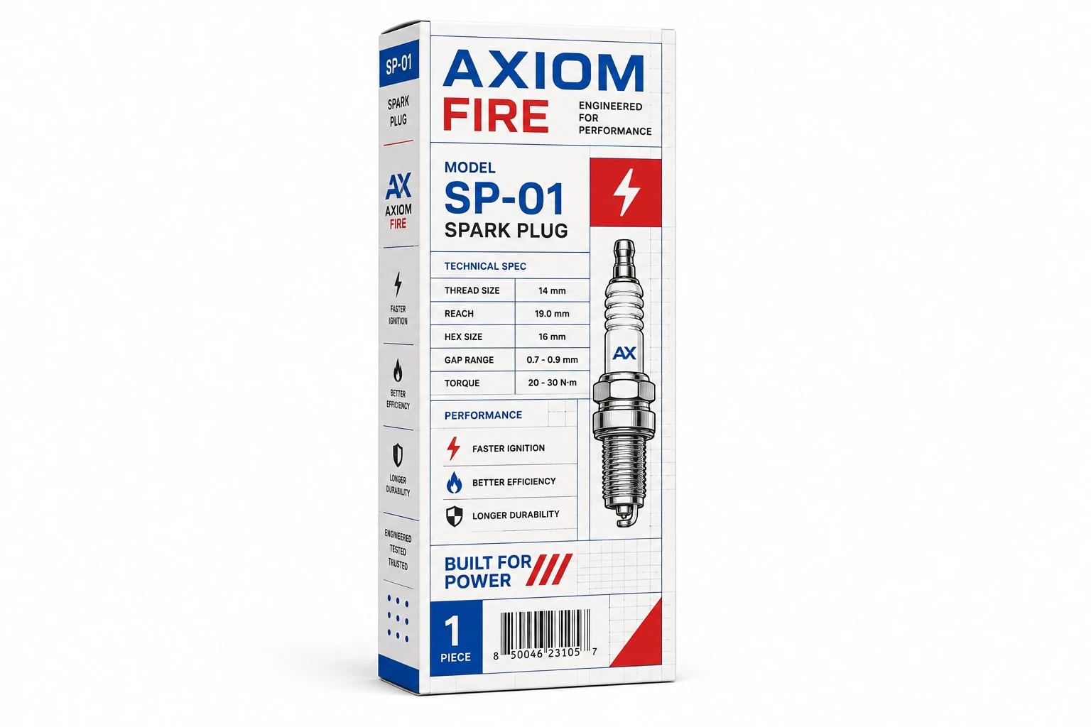 custom spark plug box axiom fire grid design