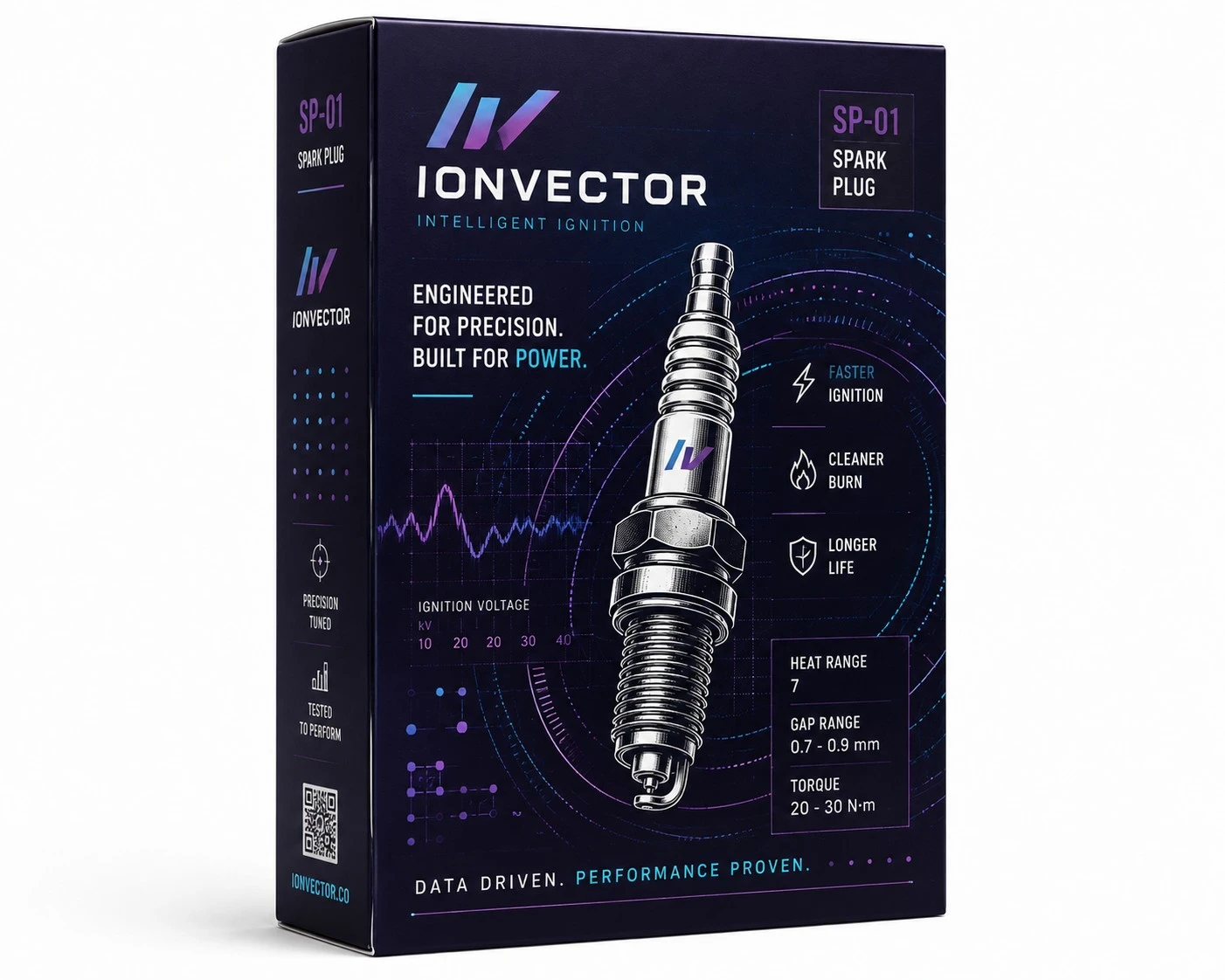 custom spark plug box ionvector tech graphics