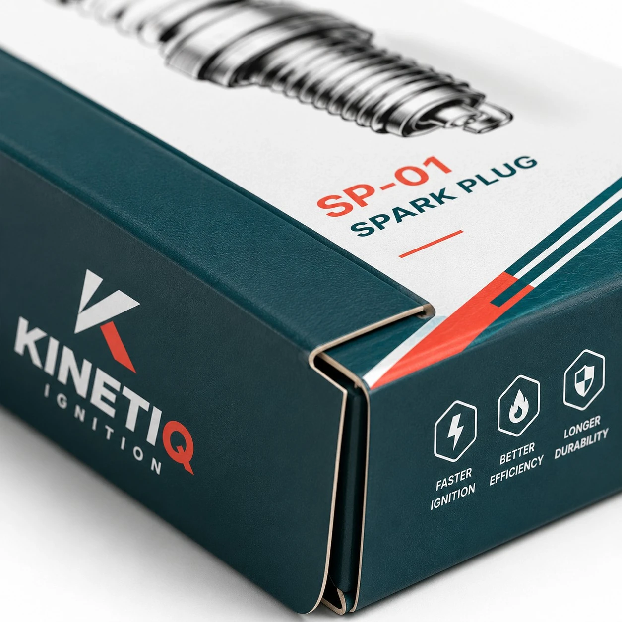 custom spark plug box kinetiq macro tuck detail