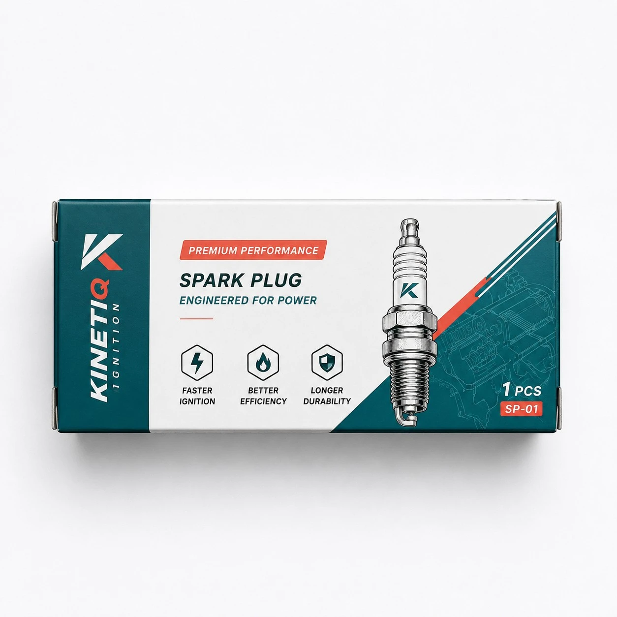 Custom spark plug box kinetiq top down view