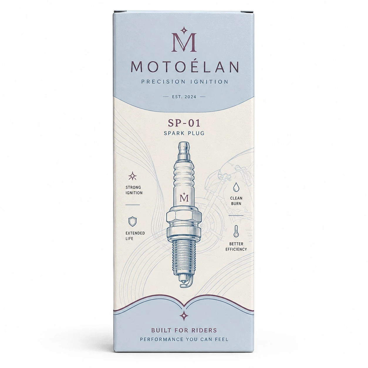 custom spark plug box motoelan pastel line art