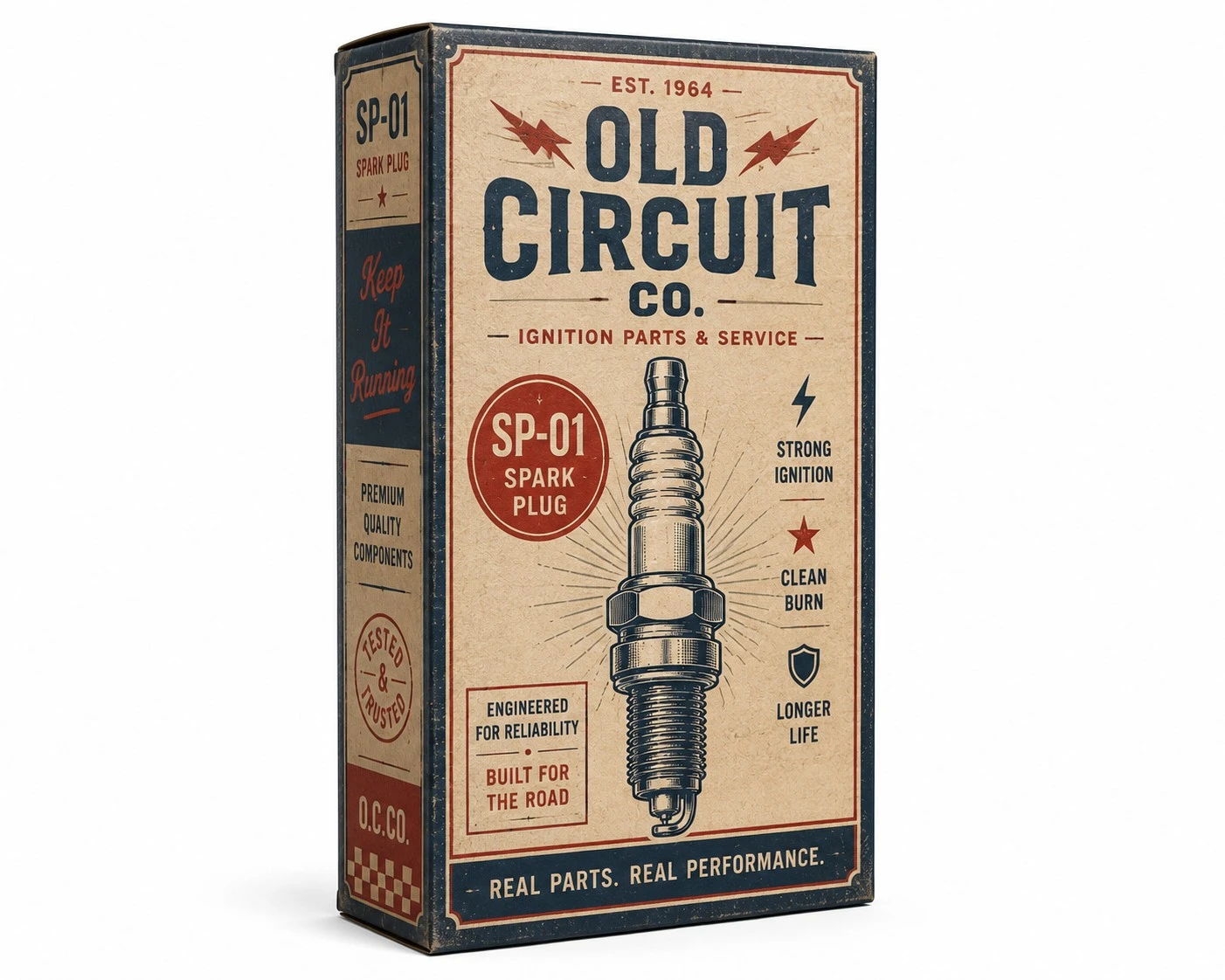 custom spark plug box old circuit vintage carton