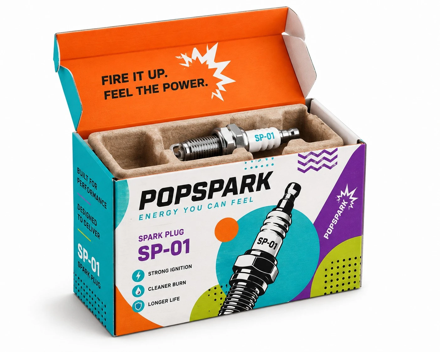 custom spark plug box popspark open insert