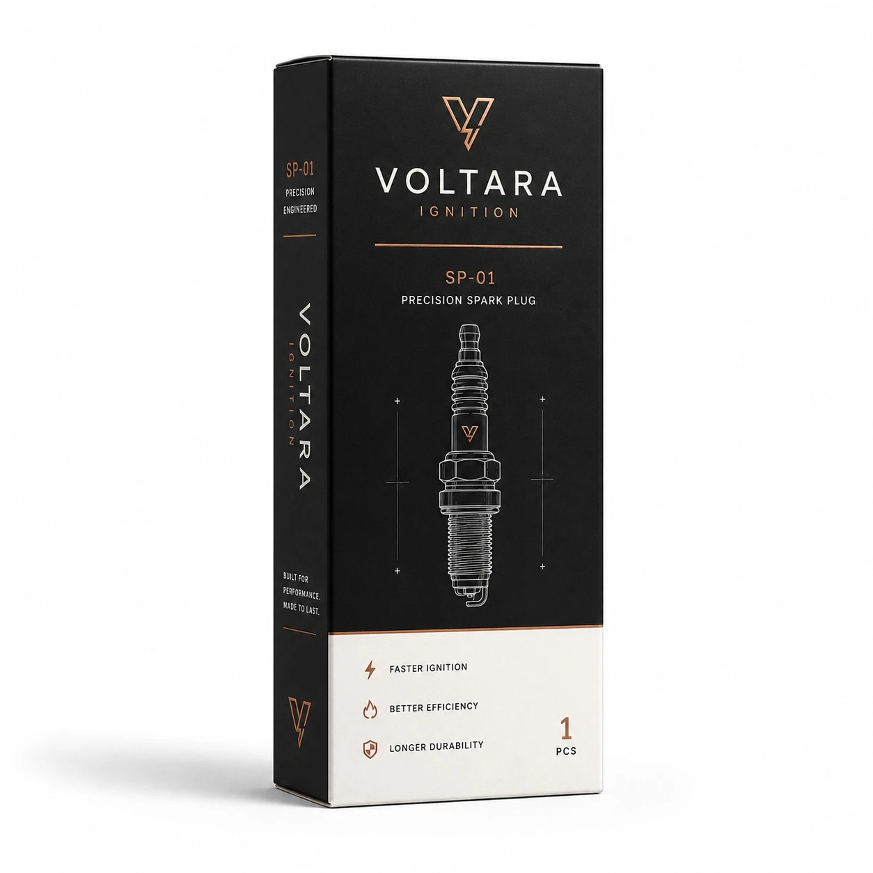 custom spark plug box voltarsa black copper carton