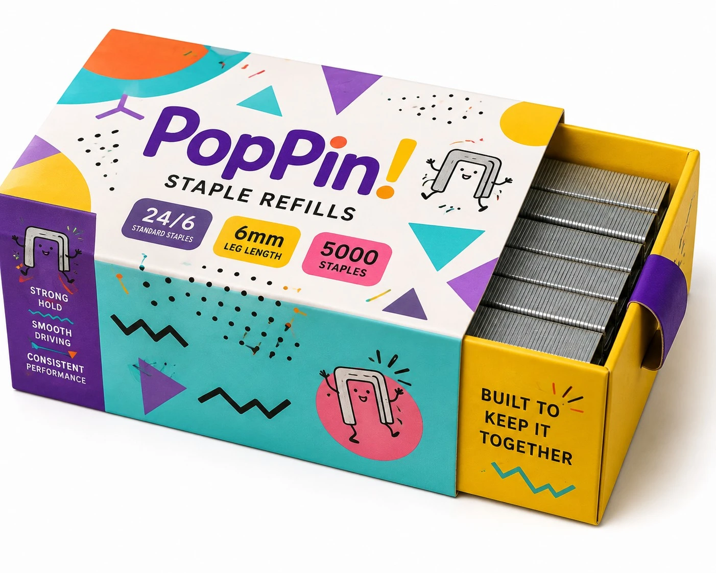 custom staple boxes colorful drawer reveal