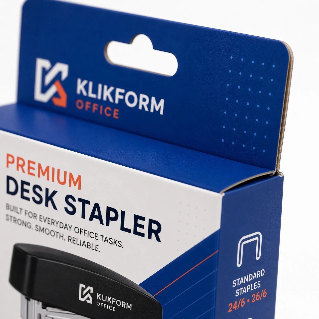 custom stapler boxes hang tab macro detail