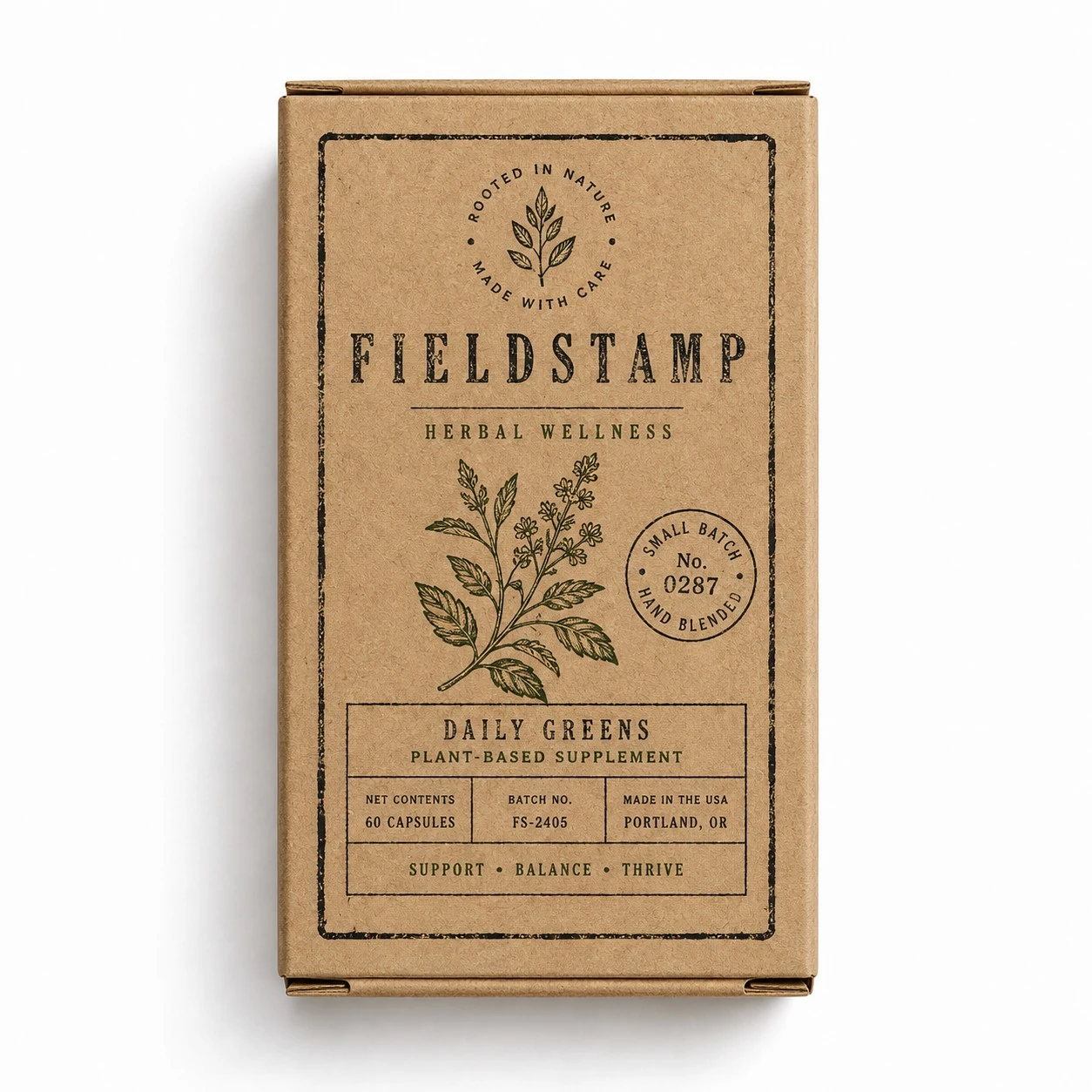 custom straight tuck end boxes kraft vintage stamp