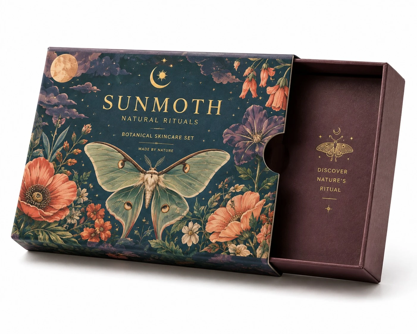 custom thumb cut boxes moth floral illustrated drawer