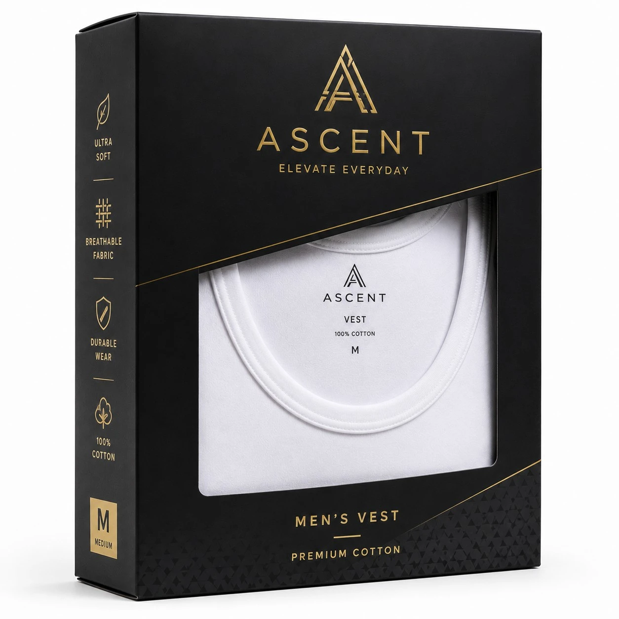 custom vest packaging black gold window box
