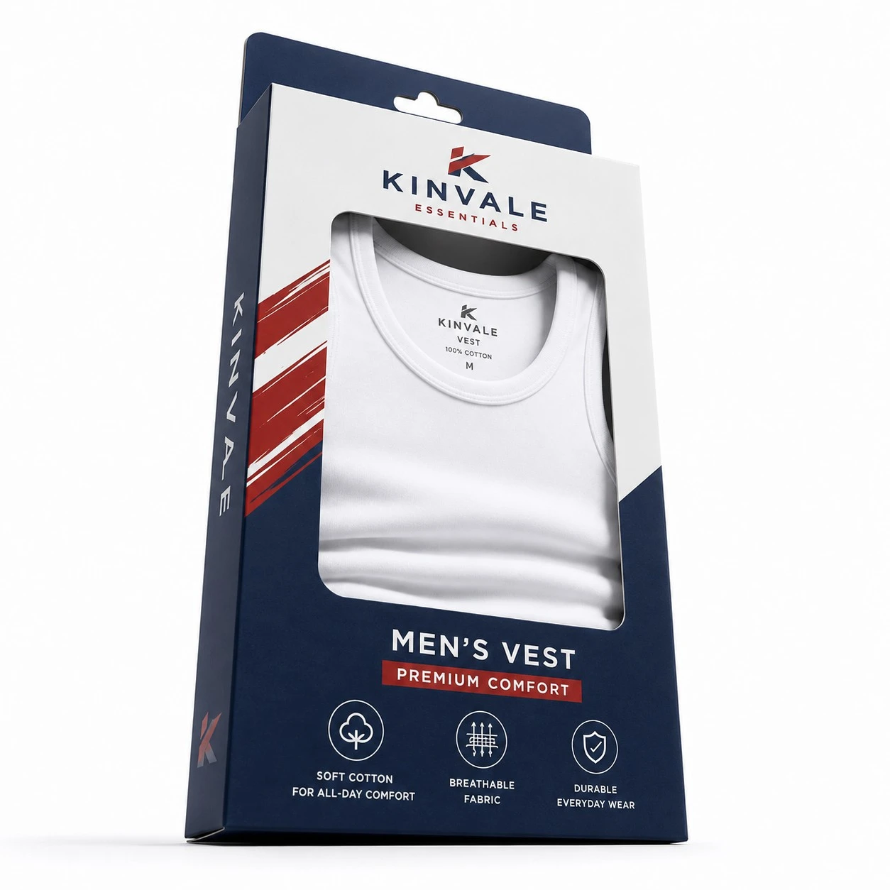 Custom vest packaging box low angle