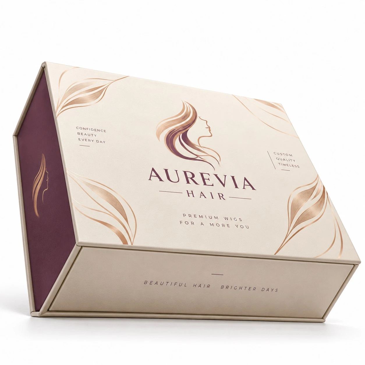 custom wig boxes aurevia low angle view