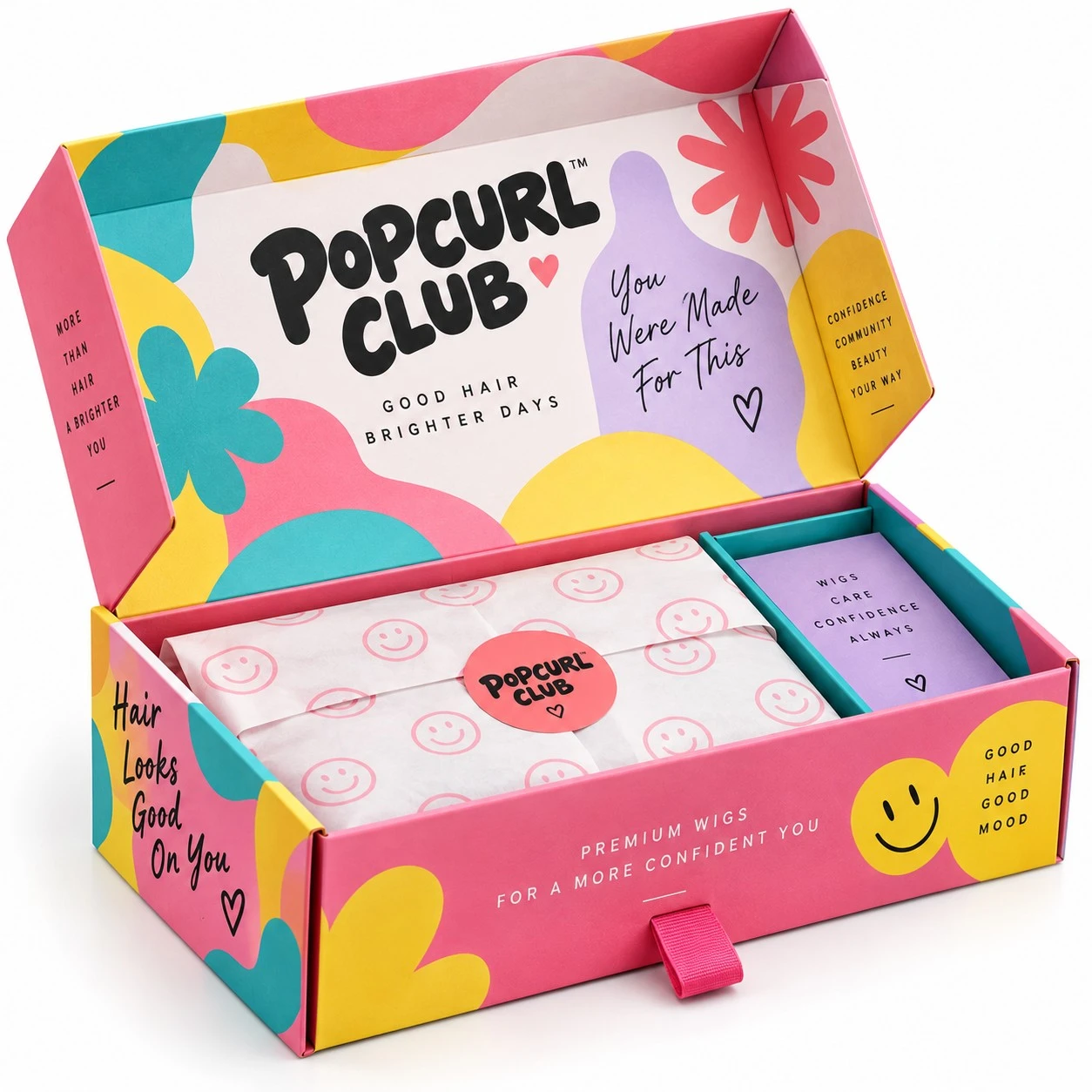 custom wig boxes colorful open unboxing