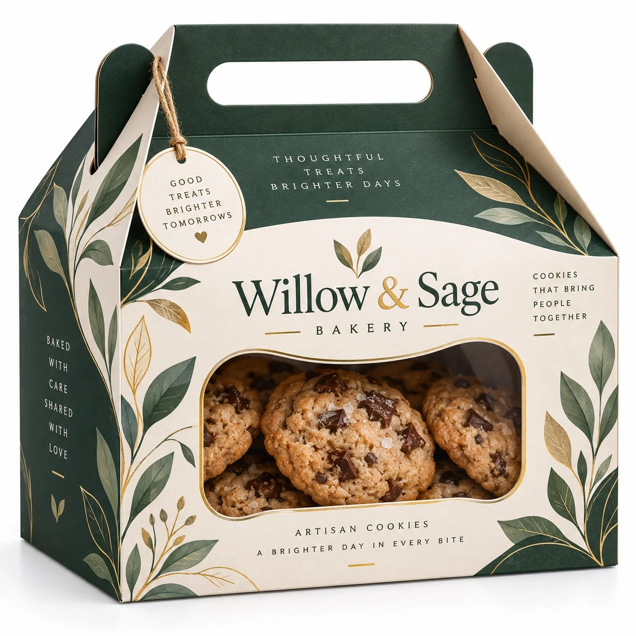 custom window gable box green botanical gold detail.webp
