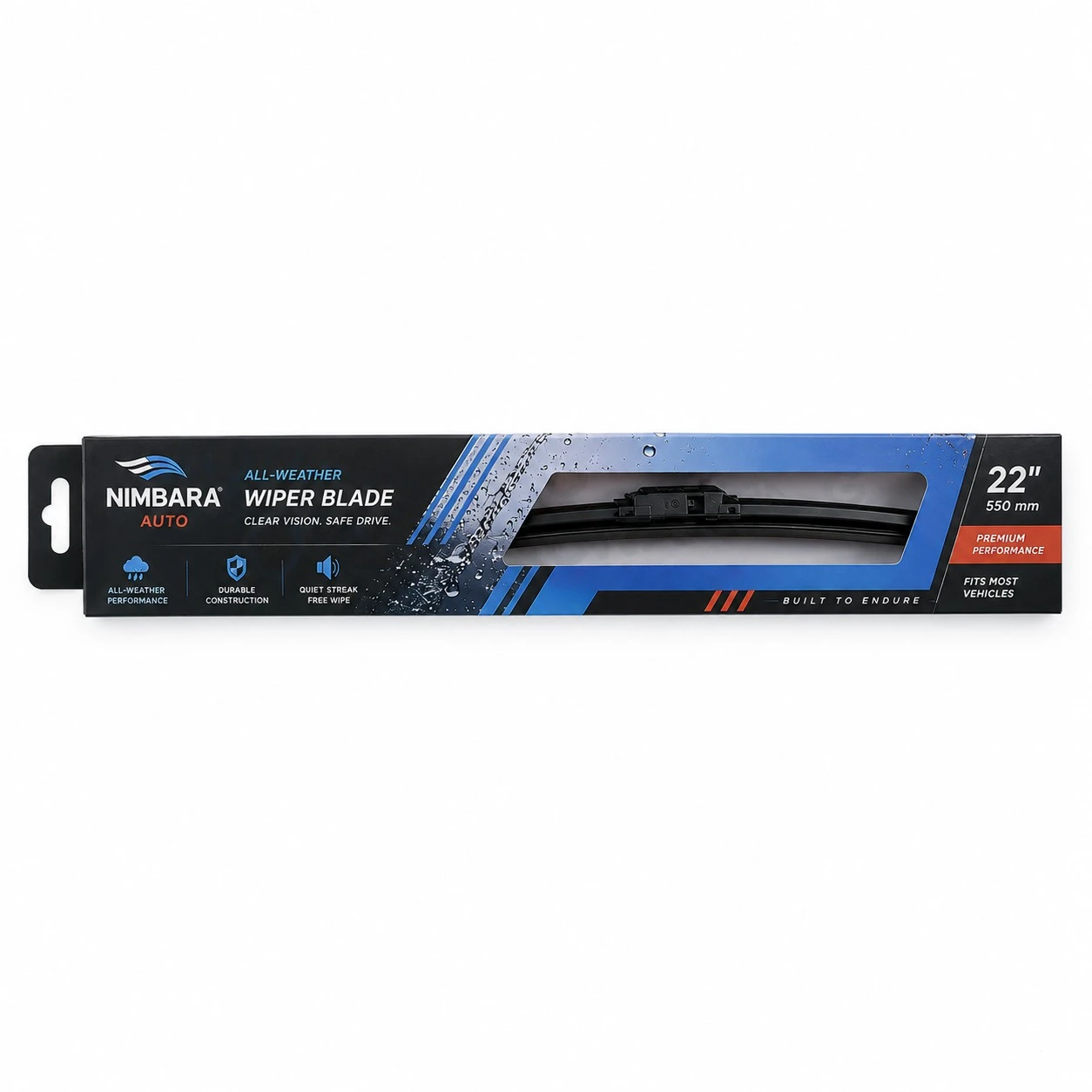 custom wiper blade packaging horizontal front view