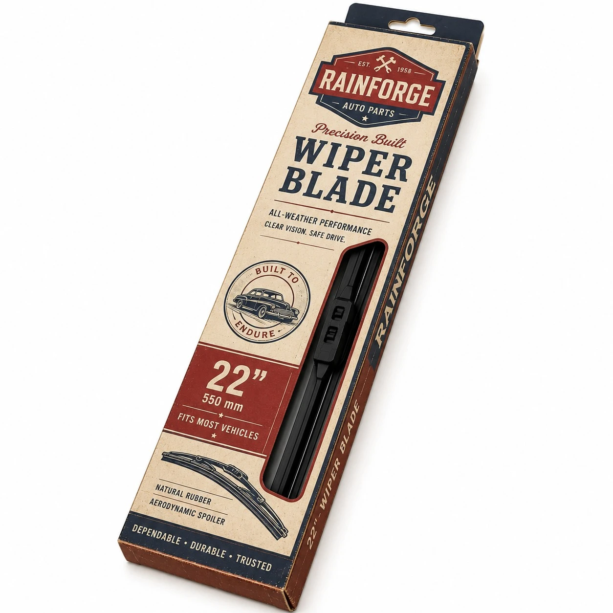 custom wiper blade packaging rainforge vintage box