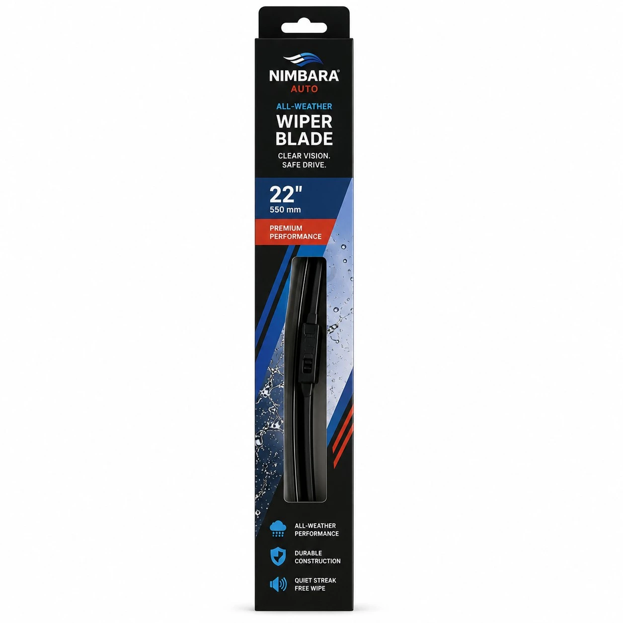 custom wiper blade packaging straight on front