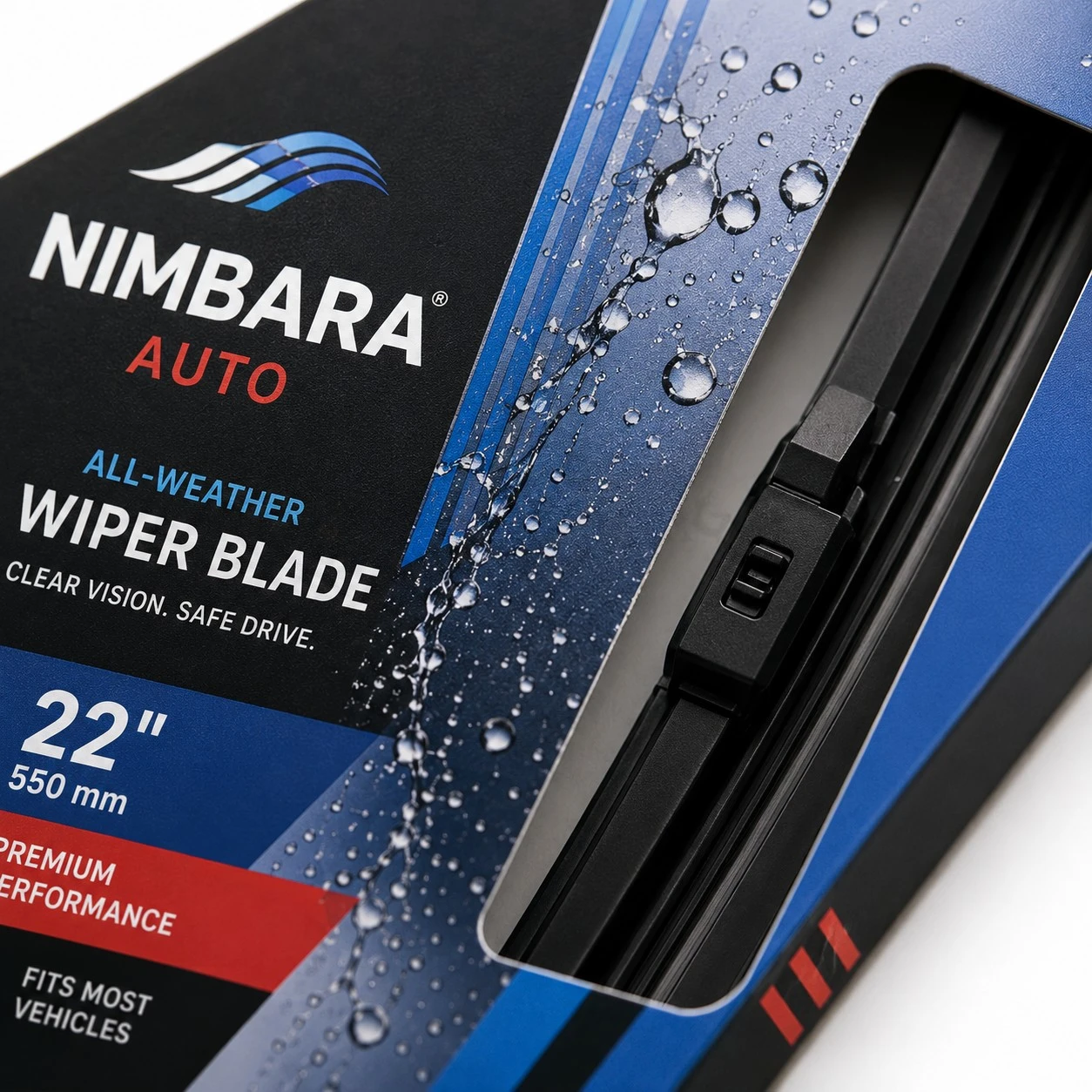 custom wiper blade packaging window macro detail