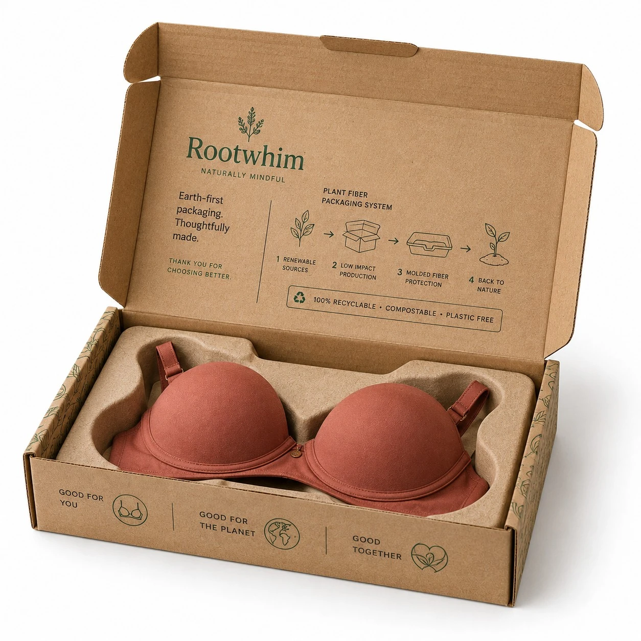 eco kraft custom bra mailer box molded pulp insert