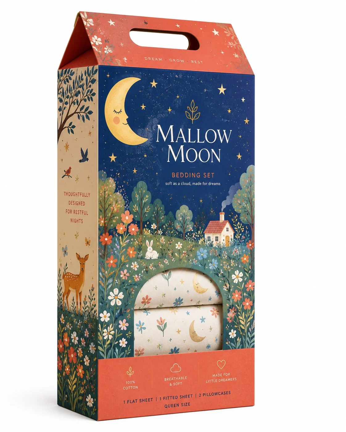 illustrated crib bedding handle box