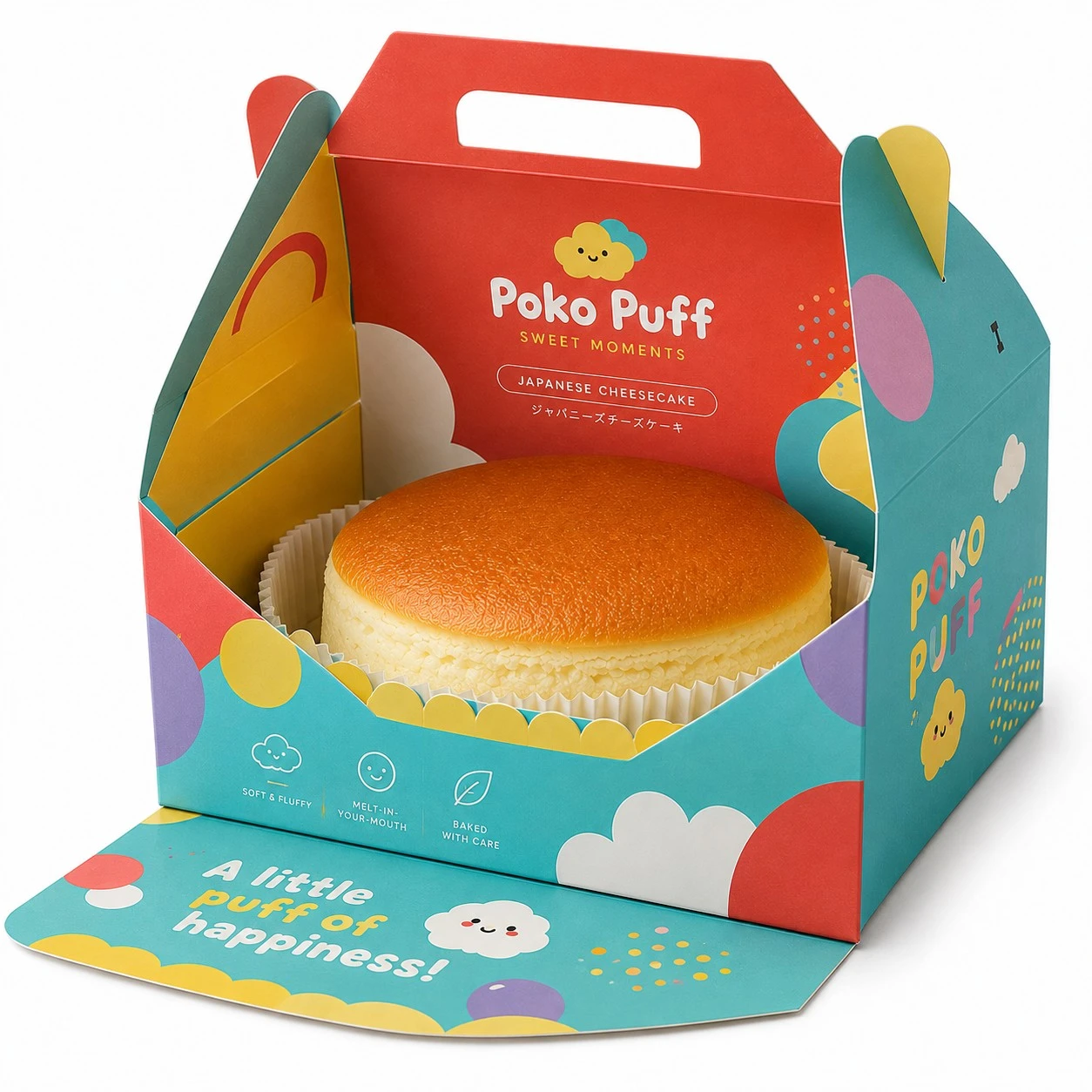japanese cheesecake packaging colorful open gable