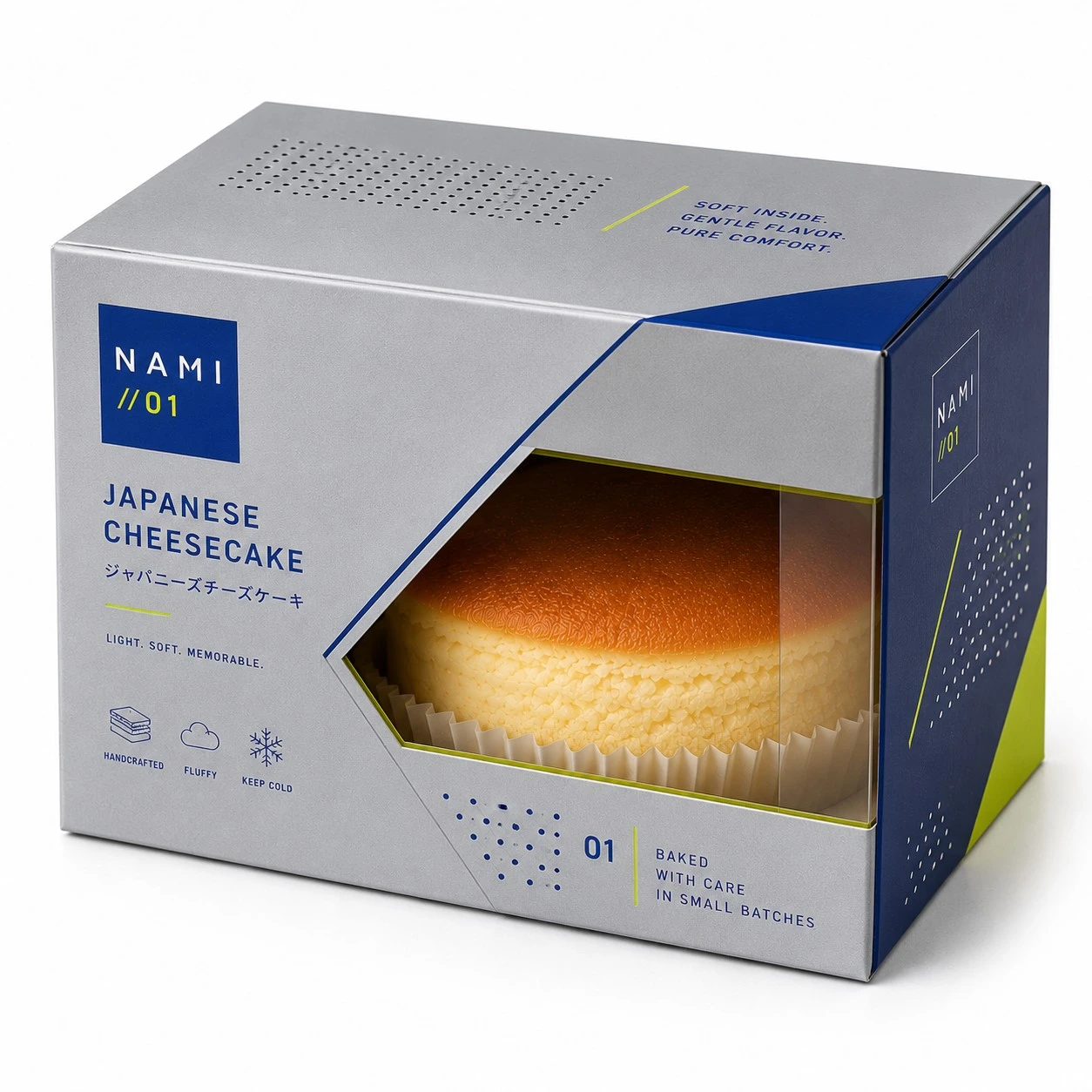 japanese cheesecake packaging geometric angular window