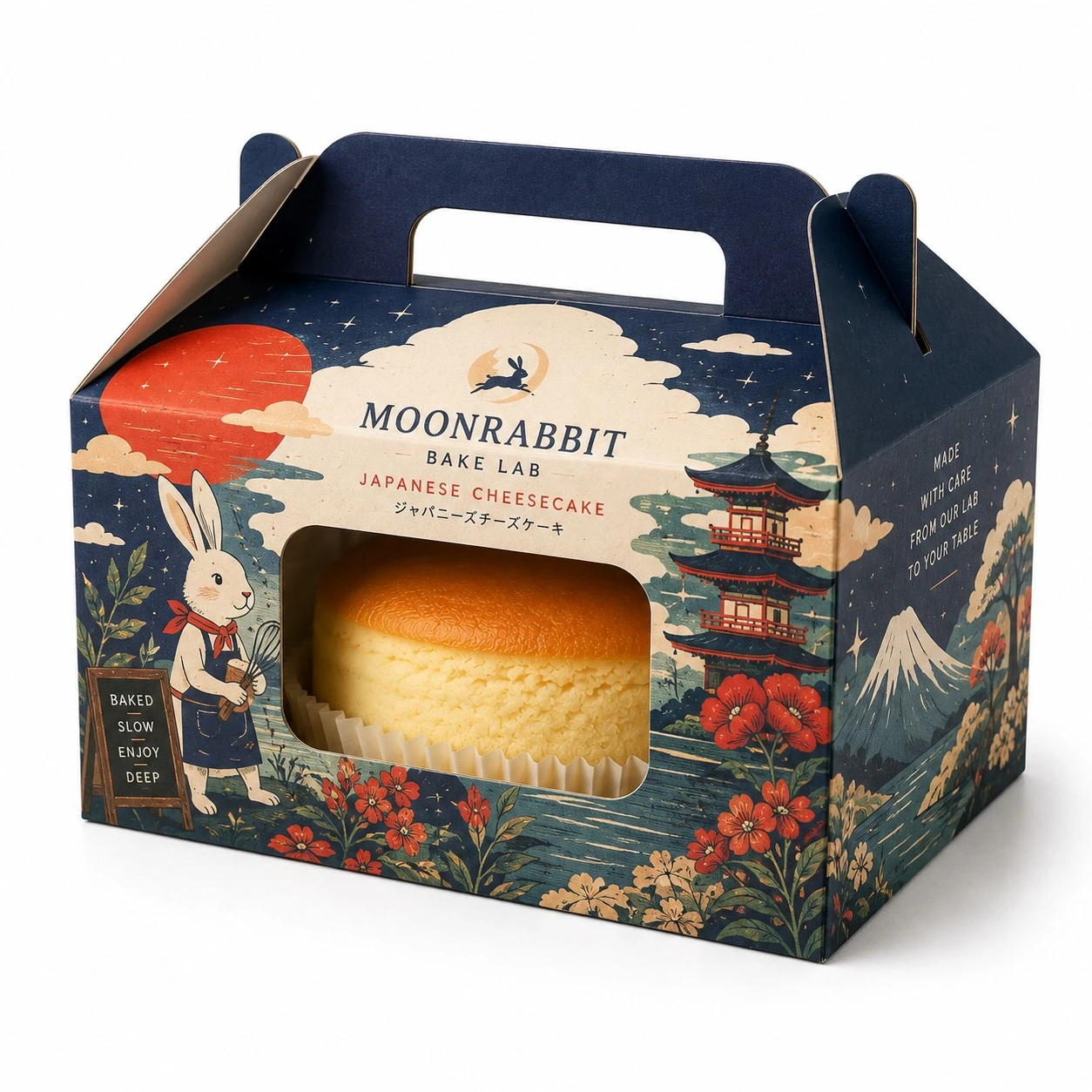 japanese cheesecake packaging illustrated gable carrier