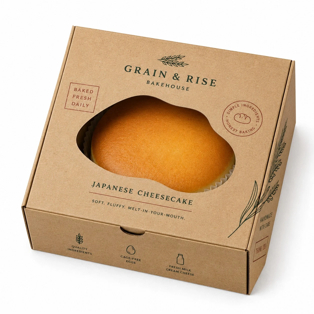 japanese cheesecake packaging kraft die cut window
