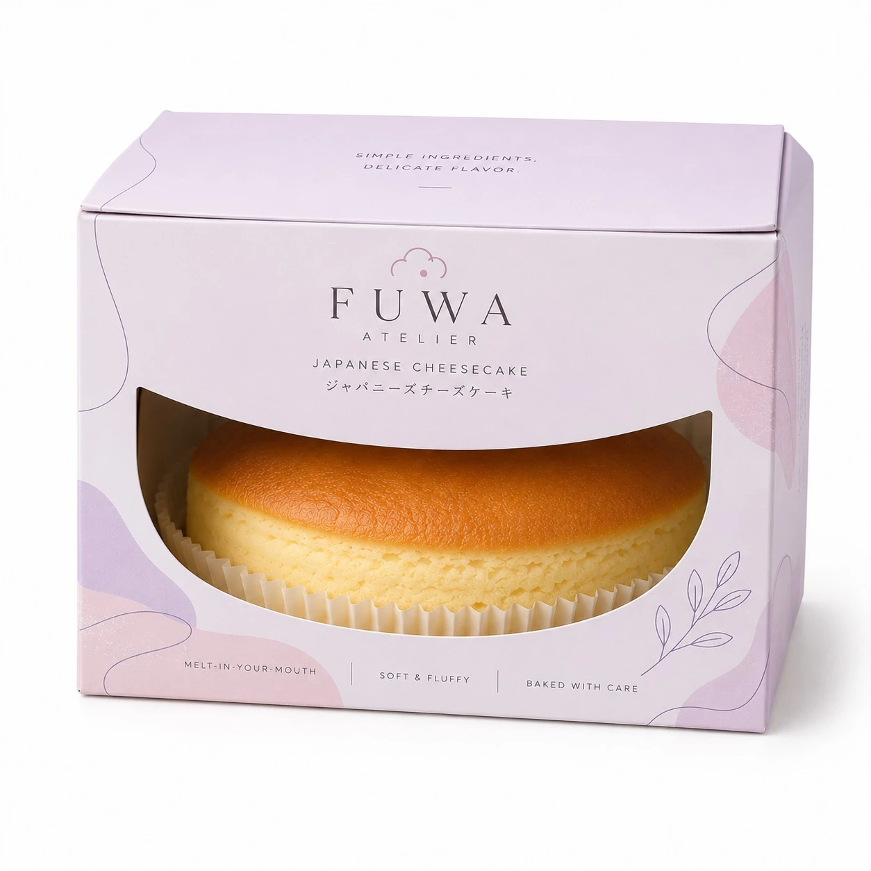 japanese cheesecake packaging pastel curved window