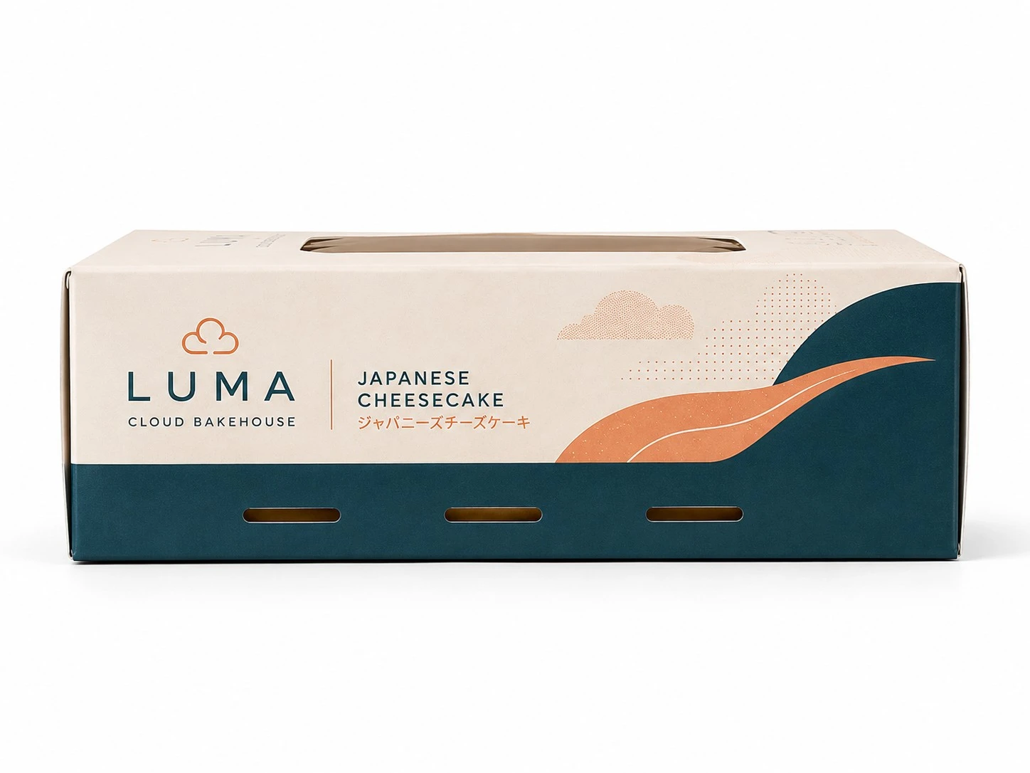 japanese cheesecake packaging side vent view