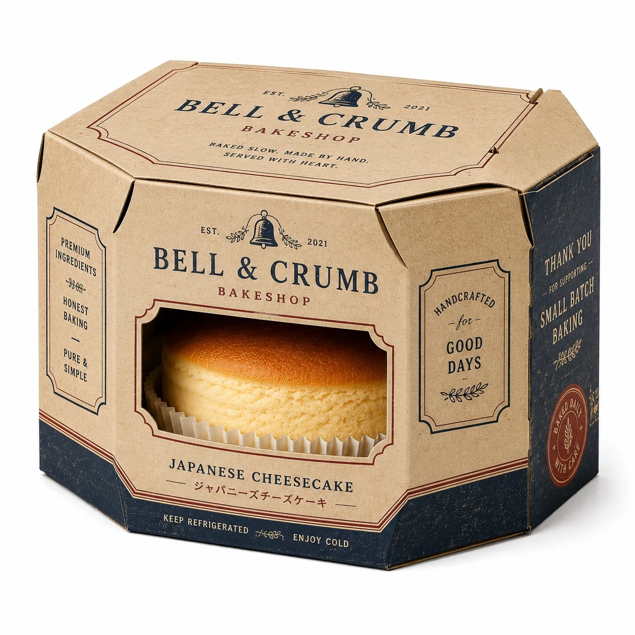 japanese cheesecake packaging vintage kraft window