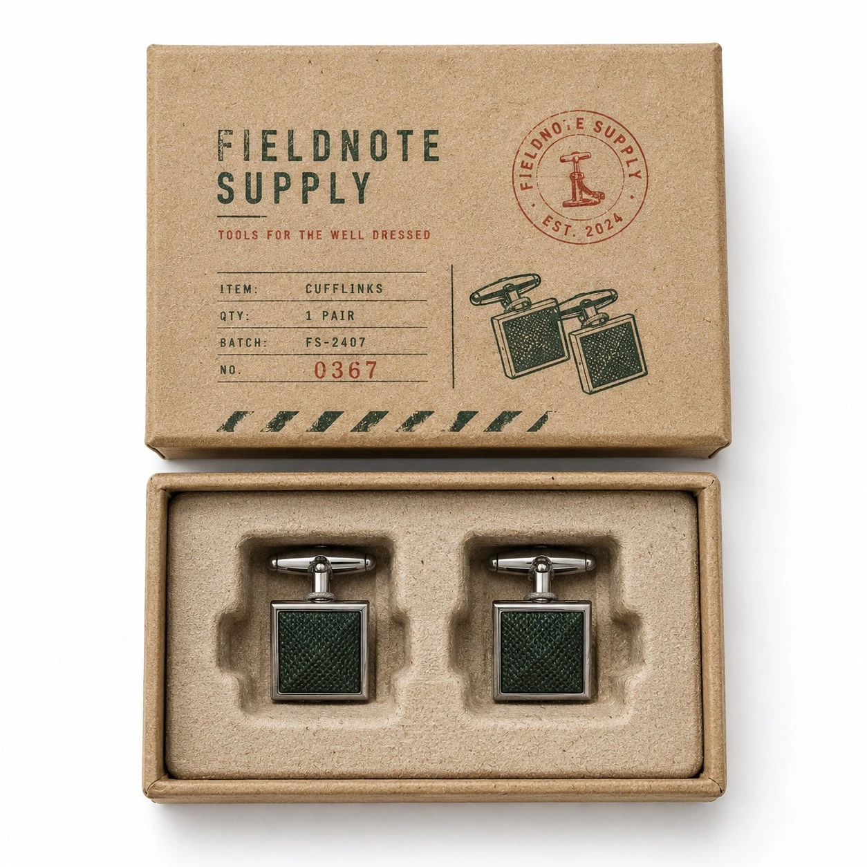 kraft custom cufflink boxes molded insert