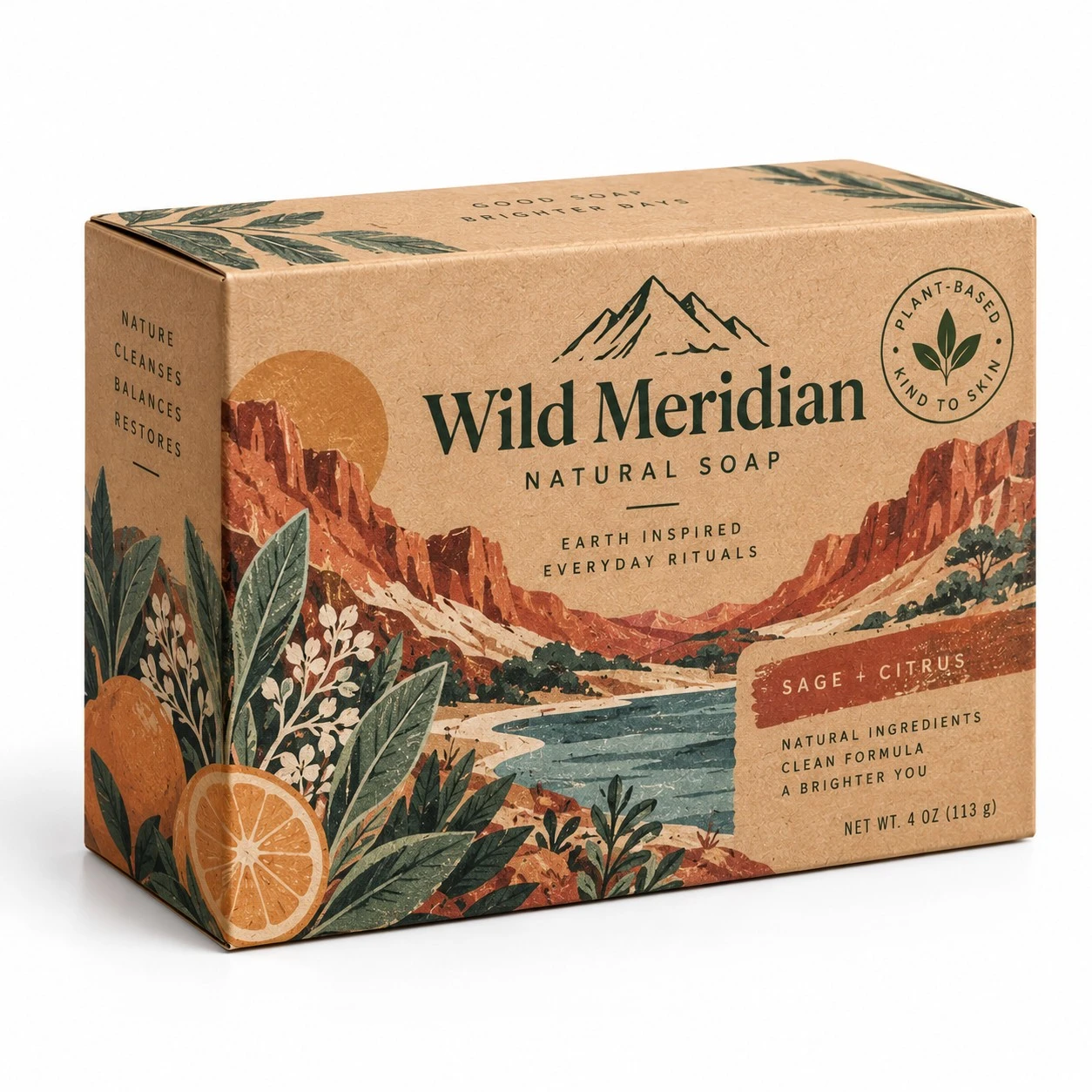 kraft soap boxes landscape illustration wrap