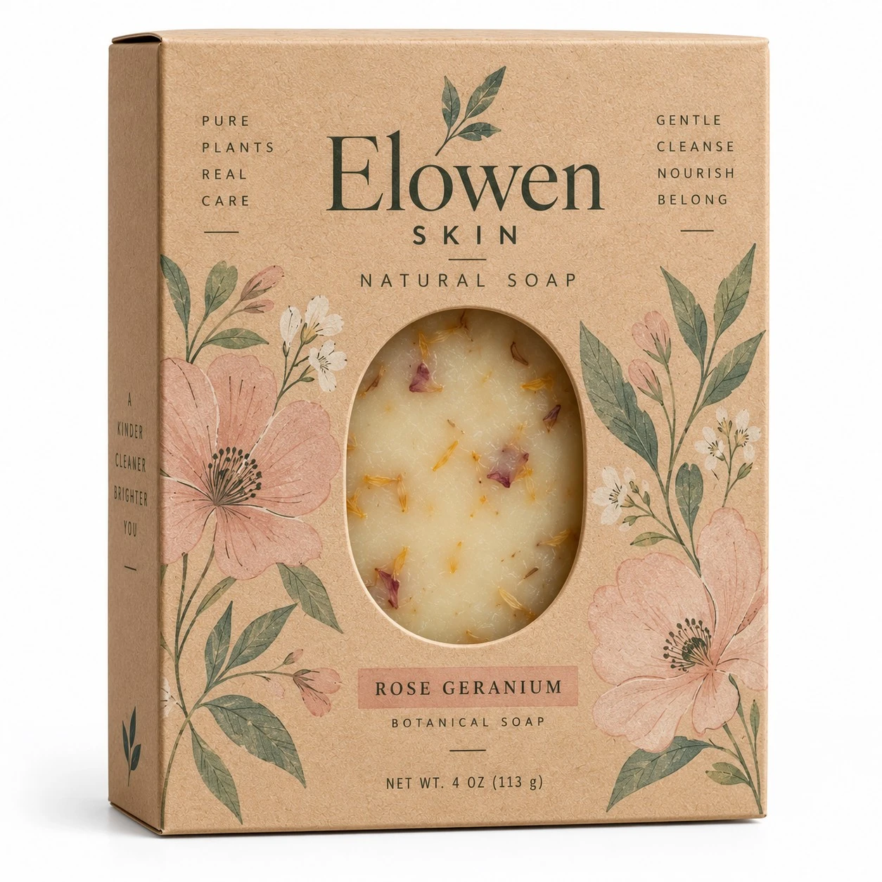 kraft soap boxes oval window floral design