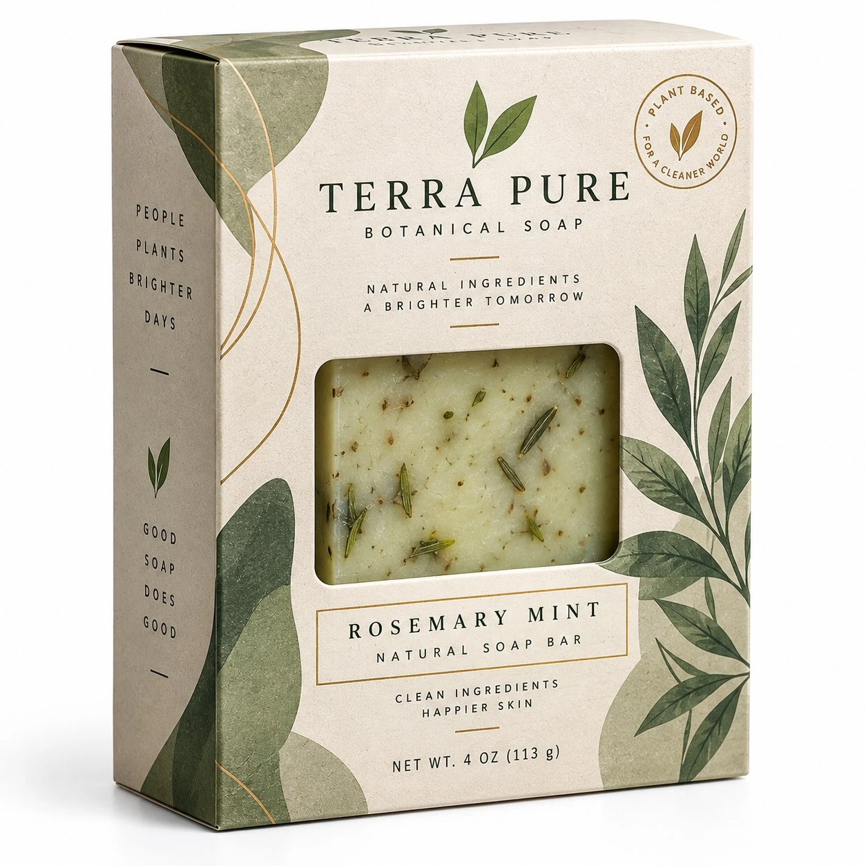 kraft soap boxes sage botanical window