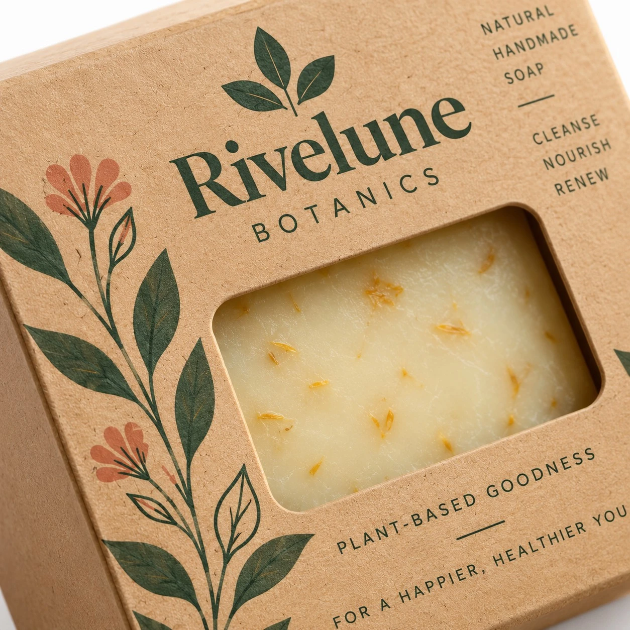 kraft soap boxes window print detail