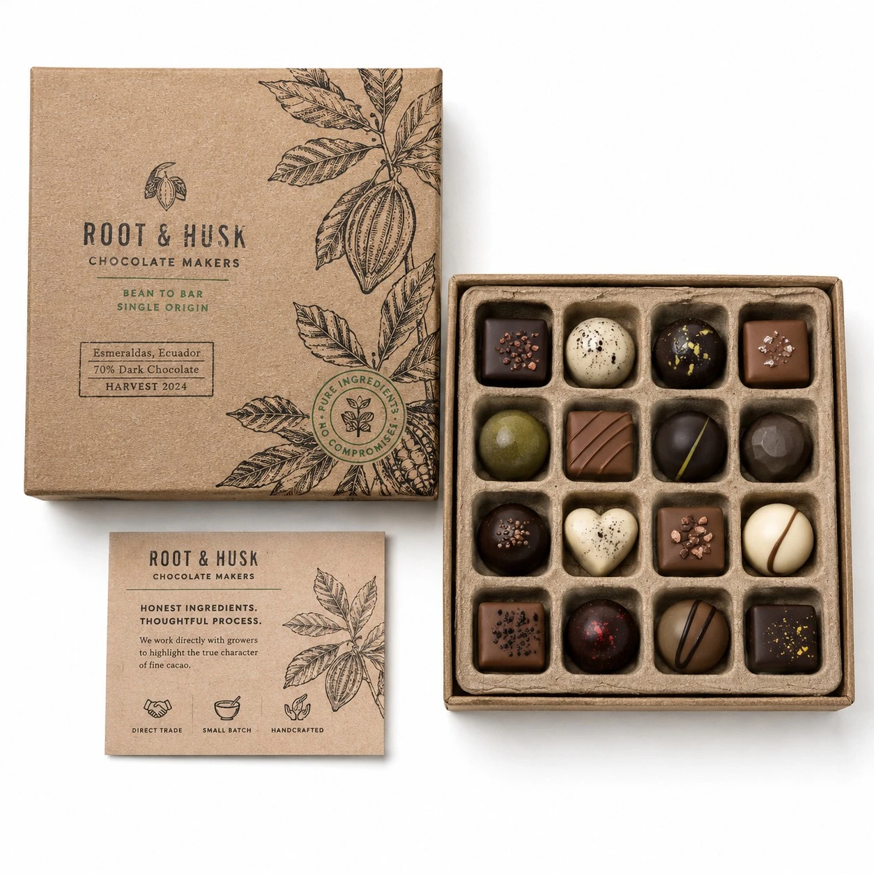 luxury chocolate gift box kraft molded tray
