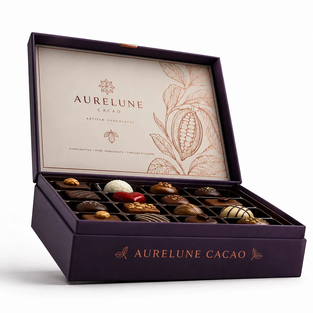 luxury chocolate gift box low angle view