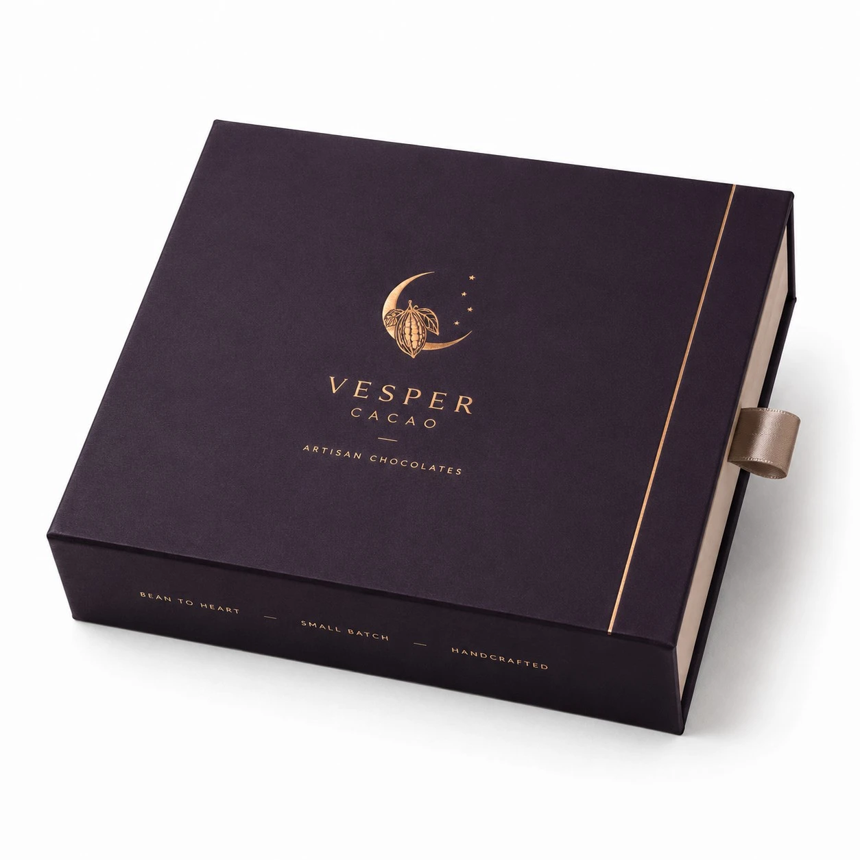 luxury chocolate gift box vesper plum foil